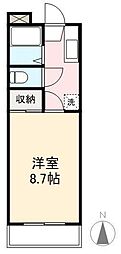 ラフィネ・ノワール高松 1Kの間取図画像