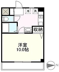 シャンボール仏生山 2階1Kの間取り