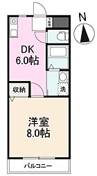 ガーデンハイツ三名壱番館 1階1DKの間取り
