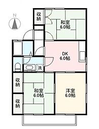 サン・ハローB 3DKの間取図画像
