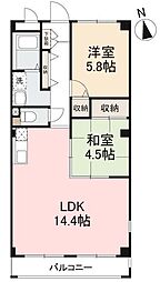 メゾン・ド・パリスA 2LDKの間取図画像