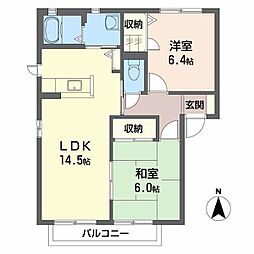 グリーンコート 2階2LDKの間取り