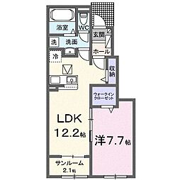 レオルガ林 1階1LDKの間取り