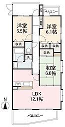 ダイアパレスプルミエール木太町 3LDKの間取図画像