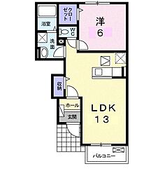レイジェス　Ｃ 1階1LDKの間取り