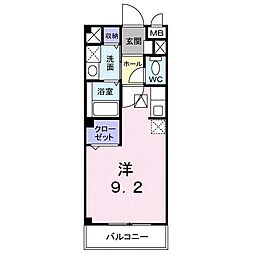 モルティ・ＭＫ 1階ワンルームの間取り