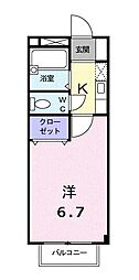 サンミュール木太 1Kの間取図画像