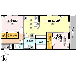 セレノアールA 2LDKの間取図画像