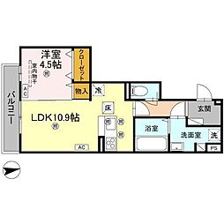 セレノアールB 1LDKの間取図画像