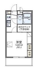 レオパレス川添 2階1Kの間取り