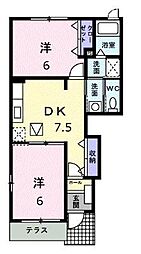 ヴィラージュ4 2DKの間取図画像