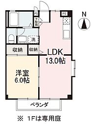 フォブール八栗 1LDKの間取図画像