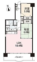 アメニティハイツ14 9階2LDKの間取り