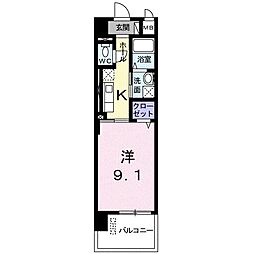 モア　ドリーム 2階1Kの間取り