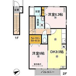 グランモア出作 2DKの間取図画像