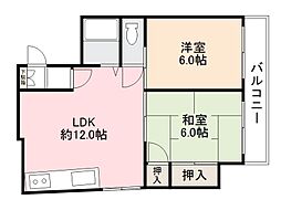 コンフォール錦町 3階2LDKの間取り