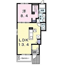 ルーベル太田Ｄ 1階1LDKの間取り
