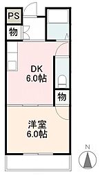 伊鍋ハイツ 1DKの間取図画像