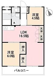 アルト木太1 2LDKの間取図画像