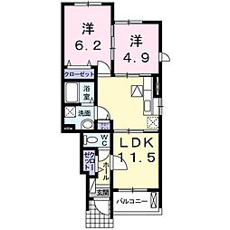 カレントB 2LDKの間取図画像