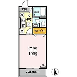 アイコート 1Kの間取図画像