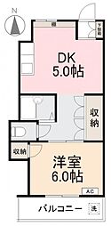 グリーンヒル 1DKの間取図画像