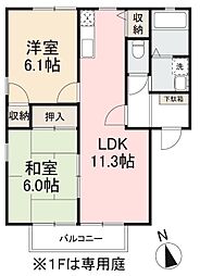 フォブール彩A 2LDKの間取図画像