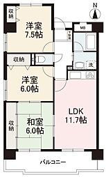 マンションフジタ 3LDKの間取図画像