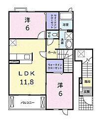 ロイヤルスクウェア一宮5 2LDKの間取図画像