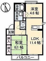 YMハイツC 2LDKの間取図画像