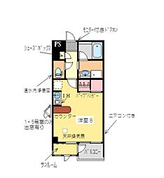 ベルナス・ハウゼ ワンルームの間取図画像