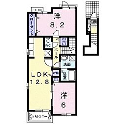 ミューズ林B 2LDKの間取図画像