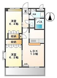ローズグレイ・パレス 2LDKの間取図画像