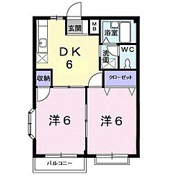 エルディム川西 1LDKの間取図画像