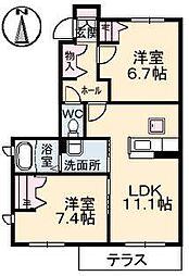ShaMaison上林A 2LDKの間取図画像