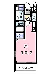 エスポワール土居C棟 ワンルームの間取図画像