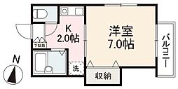 リバティーハイツ 1Kの間取図画像