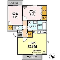 アドミレー樹太D 2LDKの間取図画像