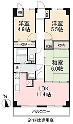 スカール太田南 3LDKの間取図画像