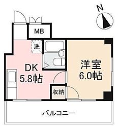 花園ハイツ 1DKの間取図画像