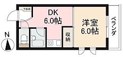 グランドール幸 1DKの間取図画像