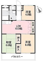 アルト木太1 3LDKの間取図画像