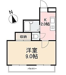 シャンボール峰山 1Kの間取図画像