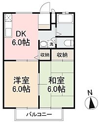 コーダガーデンC 2DKの間取図画像