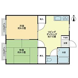 フォブール円座 2DKの間取図画像