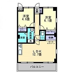 フィネス多賀 2LDKの間取図画像
