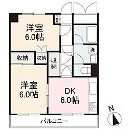 玉藻公園ハイツ 2DKの間取図画像