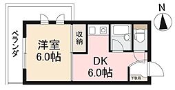 グランドール幸 1DKの間取図画像
