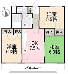 モアグロリーA 3DKの間取図画像