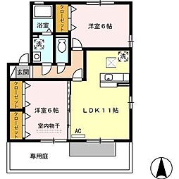 メゾン・リシェスB 2LDKの間取図画像